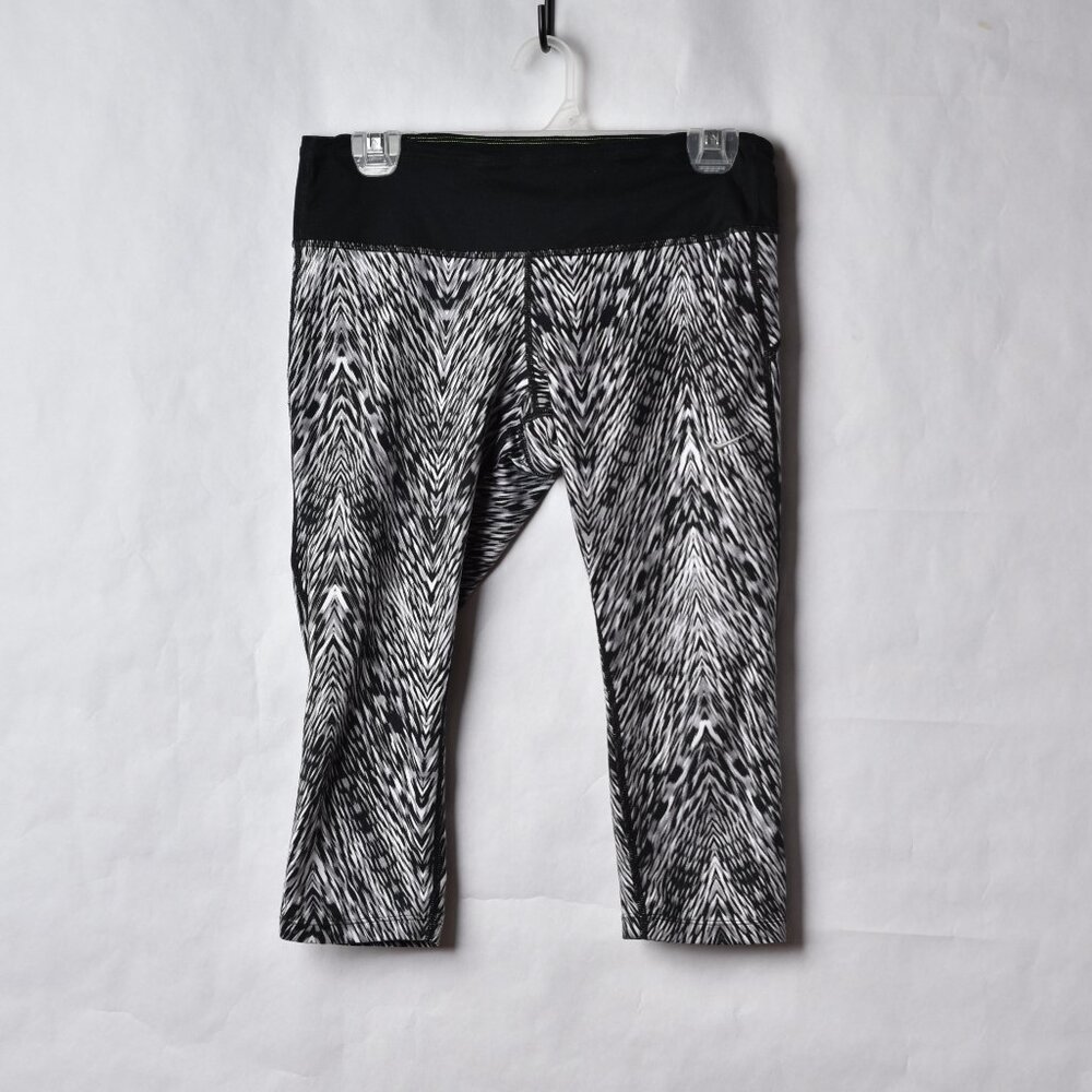 Nike Epic Run Printed Dri-fit Capri Pants Leggings Black Gray Medium